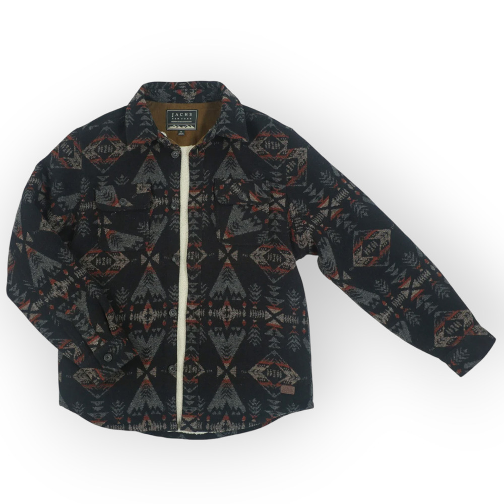 NEW LG Jachs Sherpa Lined Wool Jacket Shacket ShirtJac JacShirt Aztec